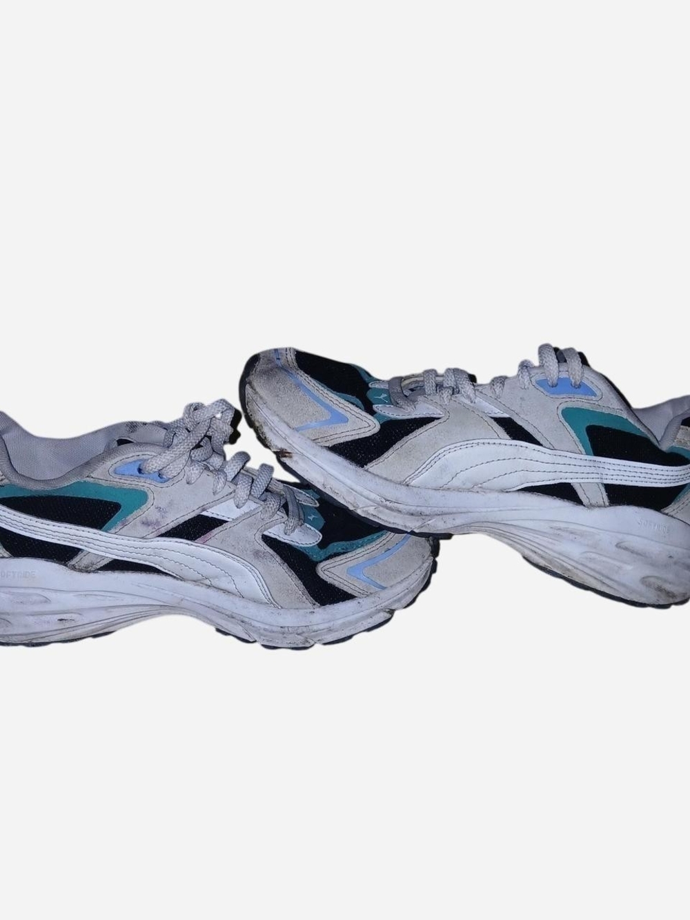 Puma Women's Trainers- White/Black/Silver Mist/Sparkling Green "Hypnotic LS" 7